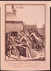 Distribution de pain au Louvre pendant la pénurie alimentaire, 1709
